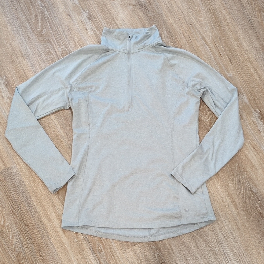 🩶🌺🌹🌞 Layer 8 Performance Gray Quarter-Zip Pullover Women's Large